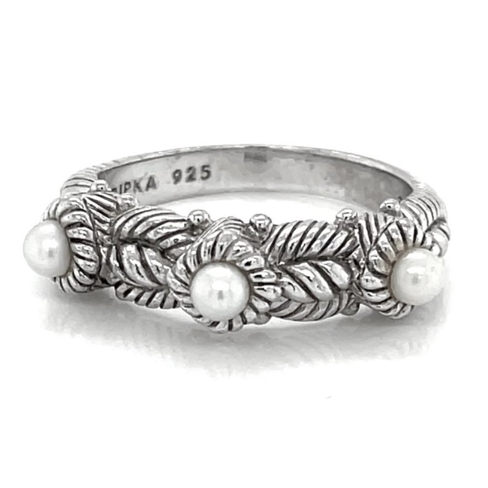 Judith Ripka Triple Pearl Ring Size 9